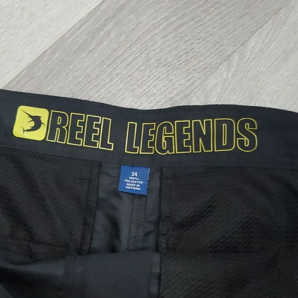 Reel Legends Mens Black Outdoors Performance Pants Polyester, Size 34